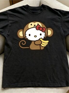 Hello Kitty black Women Men T-shirt Unisex